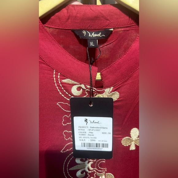 Embroidery kurta wine- colour Reyon - Picture 5 of 11